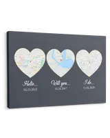 Personalized Custom Hello Will You I Do Map Canvas Print CS80 Ready To Hang Landscape Canvas white 14x11in