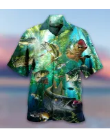 Fish More Worry Less AOP Unisex Hawaiian Shirt 2 white s