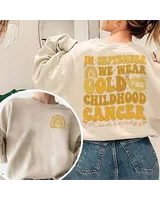 In September We Wear Gold Childhood Cancer Awareness, Cancer Awareness Shirt, Gold Ribbon Shirt, Pediatric Nurse Shirt, Cancer Support Gift Unisex Sweatshirt white s