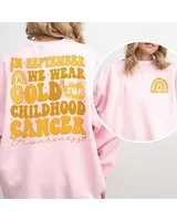 In September We Wear Gold Childhood Cancer Awareness, Cancer Awareness Shirt, Gold Ribbon Shirt, Pediatric Nurse Shirt, Cancer Support Gift Unisex Sweatshirt white s