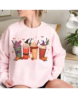 Spooky Milk Tea Latte Coffee Halloween Sweatshirt, Spooky Boba Shirt, Latte Shirt, Coffee Shirt, Witch Shirt, Halloween Gift For Boba Lover Unisex Sweatshirt white s