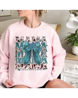 Coquette Mama Sweatshirt, Mama Christmas Sweatshirt, Coquette Bows Shirt, Pink Lover Gift, Coquette Styles, Custom Kids Name Shirt Unisex Sweatshirt white s