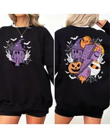 Retro Spooky Season Sweatshirt, Spooky Sweatshirt, Spooky Halloween, Vintage Halloween Shirt, Halloween Bat Shirt, Retro Halloween Shirt Unisex Sweatshirt white s