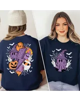 Retro Spooky Season Sweatshirt, Spooky Sweatshirt, Spooky Halloween, Vintage Halloween Shirt, Halloween Bat Shirt, Retro Halloween Shirt Unisex Sweatshirt white s