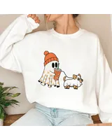 Сute Ghost Dog Shirt, Ghost Dog Gift, Dog Lovers Gift, Halloween Dog, Dog Halloween, Ghost Floral Dogs, Spooky Season, Pumpkin Dog Unisex Sweatshirt white s