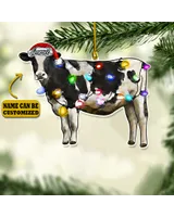 Cow Christmas Arcylic Ornament Customized - Gift For Farm , Ornament Decor