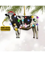 Cow Christmas Arcylic Ornament Customized - Gift For Farm , Ornament Decor