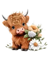 Baby Cute Cow With Flowers  Arcylic Ornament - Gift For Farm , Ornament Decor