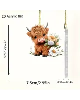 Baby Cute Cow With Flowers  Arcylic Ornament - Gift For Farm , Ornament Decor