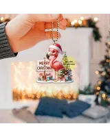 Merry Christmas Flamingo Arcylic Ornament - Gift For Christmas , Ornament Decor , Birthday Gift