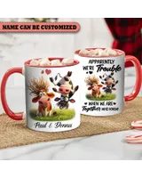 Personalized Cow Apparently We're Trouble Accent Mug
