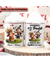 Personalized Cow Apparently We're Trouble Accent Mug