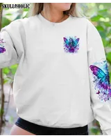 KARMA FAIRY - All Over Print , Skull Drawing, Skull Art, Skull Tattoos AOP Unisex Standard Crewneck Sweatshirt 2 white s
