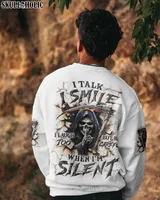 BE CAREFUL WHEN I'M SILENT REAPER - All Over Print , Skull Drawing, Skull Art, Skull Tattoos AOP Unisex Standard Crewneck Sweatshirt 2 white s BE CAREFUL WHEN I'M SILENT REAPER - All Over Print , Skull Drawing, Skull Art, Skull Tattoos AOP Unisex Standard Crewneck Sweatshirt 2 white s