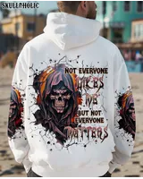 NOT EVERYONE LIKES ME SKULL REAPER - All Over Print , Skull Drawing, Skull Art, Skull Tattoos AOP Unisex Standard Hoodie 2 white s