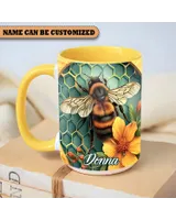 Personalized Flower & Bee Accent Mug