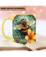 Personalized Flower & Bee Accent Mug