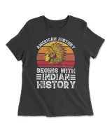 American History Begins With Indian History Women's Premium Slim Fit Tee black s