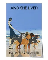Beach And Dogs Print Canvas Framed Wall Art Poster House Sign Anniversary Birthday Christmas Housewarming Gift Home Wall Decor Artwork Print Poster Wall Art Print Home Decor Vintage Satin Portrait Poster (32x48in) white 32x48in