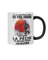 Ne sous-estimez un vieil homme la peche janvier Magic Mug black 11oz