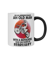 Never Underestimate An Old Man With Motocross February Magic Mug black 11oz
