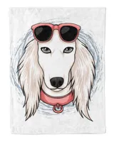 White saluki with glasses dog lover great gift