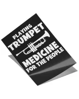 Playing trumpet medicine for the people limited tee Satin Portrait Poster (12x18in) black 12x18in