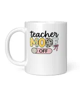 Teacher Mode Off Colorful Letters with Bow and Dotted SwitchTeachAha2104 White Mug white 11oz
