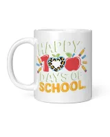Happy 100 Days of School Leopard Heart White Mug white 11oz