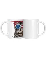 Meowica bandana  July 4th gifts Cat Lovers White Mug white 11oz