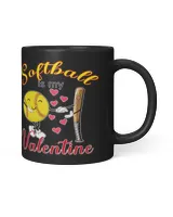 Softball Is My Valentine Mug- Valentine Mugs- Couple Mugs Black Mug 11oz black 11oz