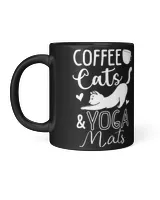 Coffee Cats and Yoga Mats, Cat Lover Mom Gift Yoga Workout Shirt T-Shirt