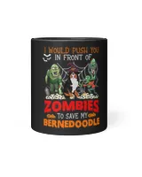 Push You In Front Of Zombies To Save Bernedoodle Protector Black Mug 11oz black 11oz