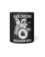 Funny Drummer Raccoons Sax Drums And Raccoon Roll Garbage Music Black Mug 11oz black 11oz