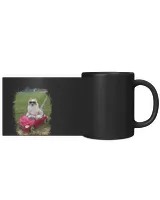 Koda Sits in The Car on the Grass Field Black Mug 11oz black 11oz