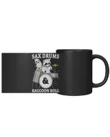Funny Drummer Raccoons Sax Drums And Raccoon Roll Garbage Music Black Mug 11oz black 11oz