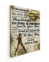 Personalized Softball My Our Daughter Poster/Canvas Lovely Gifts to Daughter from Family Ready To Hang Canvas (11x14 inch) white 11x14in