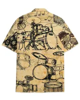 Music No Drums No Life Know Drums Know Life AOP Hawaiian Shirt white s