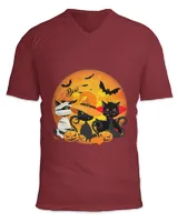 Little Cute Halloween Cat Unisex Standard T-Shirt, blood moon night boos pumpkin Halloween bat wings black witch cat