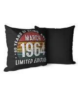 1964 Years Of Being Awesome USA9 Cotton Drill Pillow (Dual Sided) black 16x16in