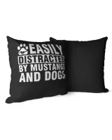 Easily Distracted by Mustangs and Dogs Funny Cotton Drill Pillow (Dual Sided) black 16x16in