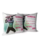 December Girl- Softball Pillow- Birthday Gifts For Girls- Softball Lovers Cotton Drill Pillow (Dual Sided) white 16x16in