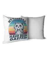 My Flabbers Have Been Gasted Distressed Retro Funny Cat TShirt Cotton Drill Pillow (Dual Sided) white 16x16in