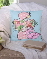 Happy Easter Jesus Cotton Drill Pillow (Dual Sided) light-blue 16x16in