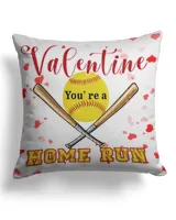 Valentine You Are A Home Run- Valentine Pillows- Valentine Decor Cotton Drill Pillow (Dual Sided) white 16x16in