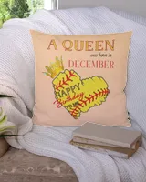 A Queen December- Softball Pillow- Birthday Gifts For Girls- Happy Birthday To Me- Softball Lovers Cotton Drill Pillow (Dual Sided) white 16x16in