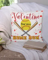 Valentine You Are A Home Run- Valentine Pillows- Valentine Decor Cotton Drill Pillow (Dual Sided) white 16x16in
