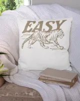 Easy Tiger Distressed Graphic UnisexAdults TShirt Black Tiger Print TShirt Cotton Drill Pillow (Dual Sided) white 16x16in