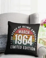 1964 Years Of Being Awesome USA9 Cotton Drill Pillow (Dual Sided) black 16x16in