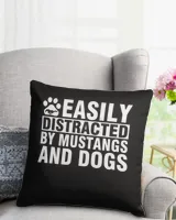 Easily Distracted by Mustangs and Dogs Funny Cotton Drill Pillow (Dual Sided) black 16x16in